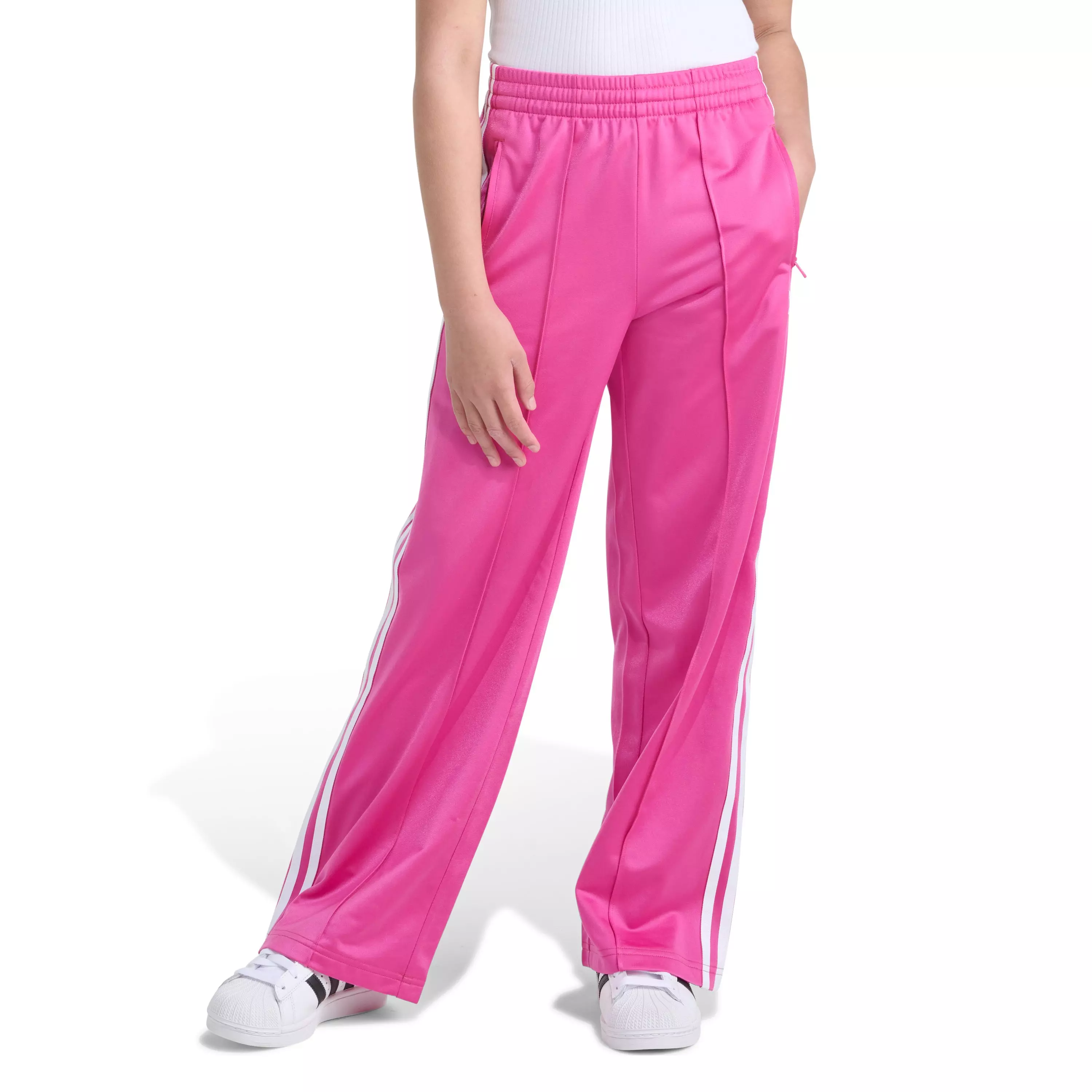 adidas Big Girls' Wide Leg Firebird Pants - Pink Fusion